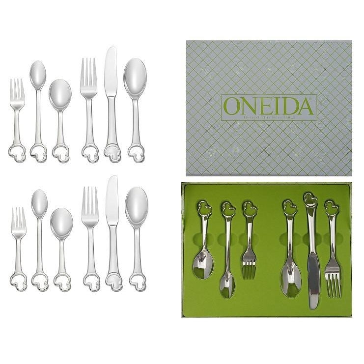 Set of 2 Oneida Duckling 6 Piece Child & Baby 18/10 Stainless Flatware Set | Extra 30% Off Code FF30 | Finest Flatware